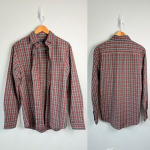 Arrow Men’s Plaid Red Green Gray Button Up (S)